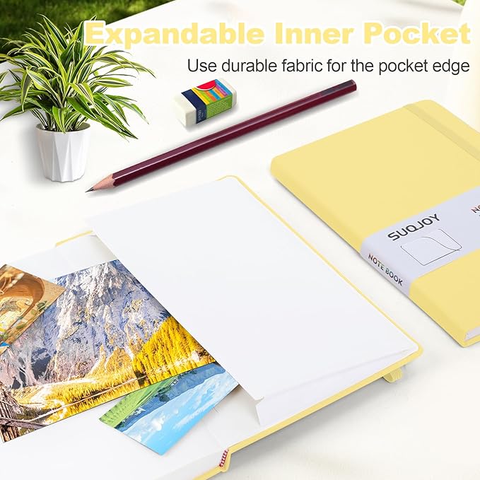 Lined Journal Notebooks for Writing, 100 GSM Thick Paper, 1 Pack Hardcover Notebooks, A5 College Ruled Notebook, Journaling Notebook for School/Travel/Office (Yellow- 1 Pack)