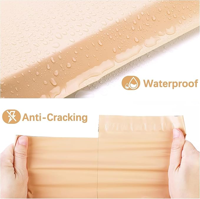 Metronic Poly Mailers 12x15.5 100 Pack, Medium Size Shipping Bags for Clothing, Strong Self-Seal Mailers Poly Bags Shipping Envelopes, Thick Mailing Bags Package Bags for Small Business, Champagne