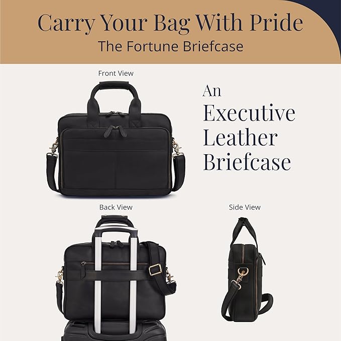 Luxorro Full-Grain Leather Briefcases for Men, Leather Laptop Briefcase For Men, Leather Bag, Leather Computer Bag For Men