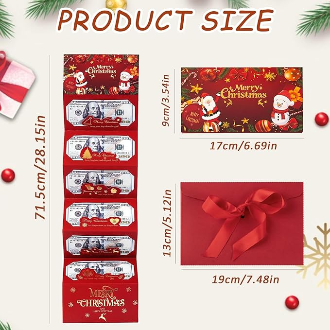 Christmas Cash Gift Envelopes 6 Slots, 2026 Upgrade Christmas Cash Gift Envelope, Surprise ChristmasGift Card Holder for Checks or Cards (Style-A)