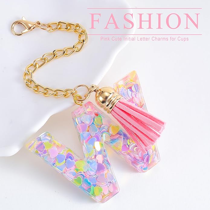Letter Charm Accessories for Stanley Cup 1 PCS Cute Initial Keychain Handle Charm for Stanley Tumbler for Women