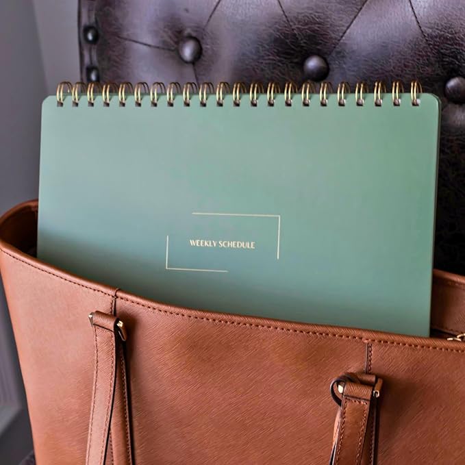 | Durable & Sleek | Undated Daily and Weekly Planner | 8.25" x 11.75" | To Do List Notebook for Work | Simple Design | Multiple Layouts | Planner and Notebook in One (Rust, Weekly Schedule - Landscape)