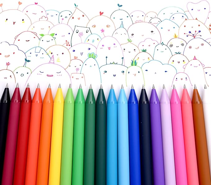 Kaco PURE Gel Pens Assorted Color Ink 20 Pieces 0.7mm, Medium Point, Aesthetic Cute Stationery Pens for Journaling Note Taking Pens