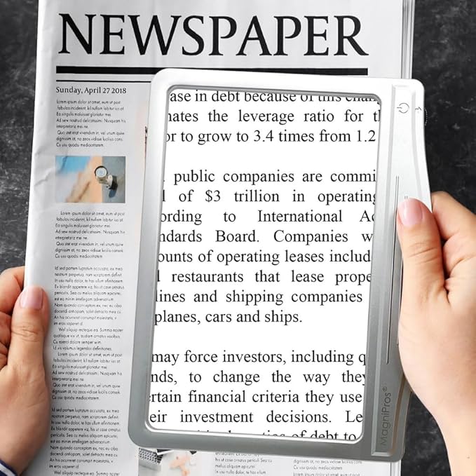 MAGNIPROS 5X Large LED Page Magnifier for Reading with 3 Color Lighting Modes & Anti-Glare Lens to Reduce Eye Strain-Perfect for Small Prints, Aging Eyes, Low Vision and Seniors