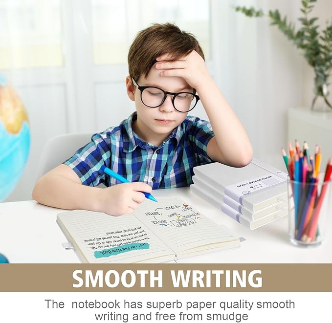 Lined Journal Notebook, 1 Pack (White), 360 Pages, 9.8 inches x 6.9 inches - 100 gsm Thick Paper, Hardcover