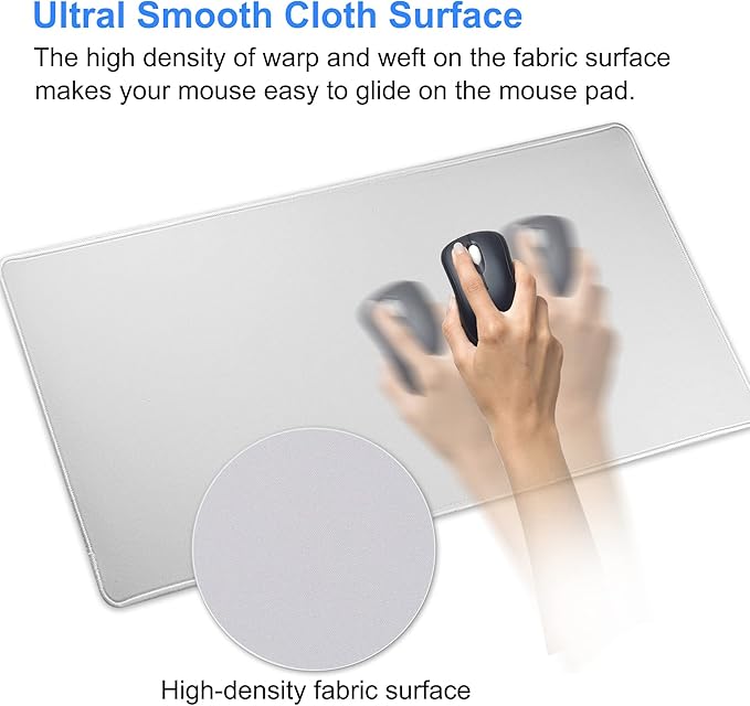 Large Gaming Mouse Pad with Stitched Edges,[27.5x11.8In] Extended Mouse Pad with Non-Slip Natural Rubber Base for Gamer/Desktop/Office/Home (70x30 Greyus)