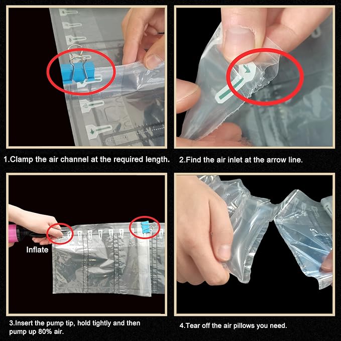 Packing Air Pillows for Shipping 600 Count Packaging Air Bags Inflatable Shipping Supplies Box Filler Alternative to Packing Peanuts, Purse Stuffers for Shape 4.72" x 9.84"