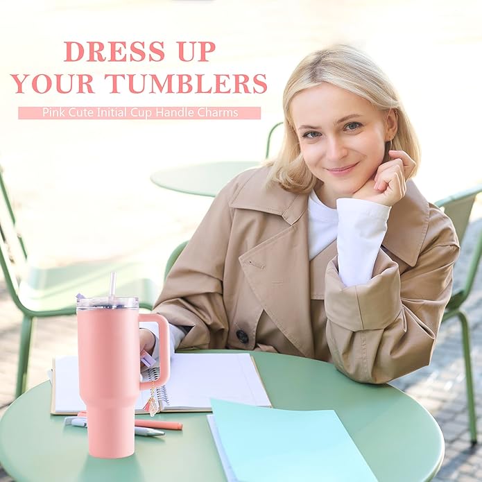 Letter Charm Accessories for Stanley Cup 1 PCS Cute Initial Keychain Handle Charm for Stanley Tumbler for Women