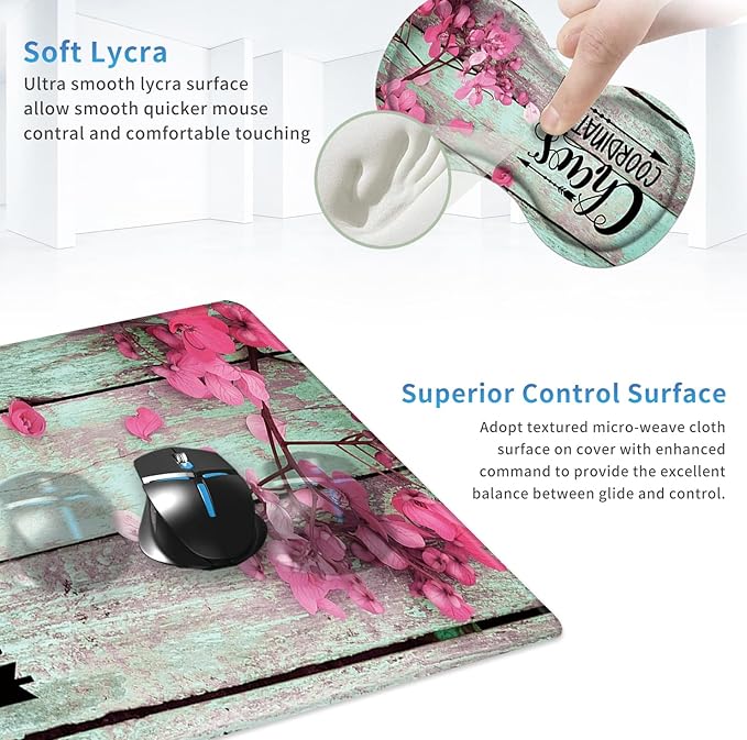 Large Gaming Mouse Pad + Wrist Rest + Coffee Coaster, Extended Waterproof Desk Mat with Stitched Edge 31.5"x11.8", Non-Slip Keyboard Desk Mat Pad for Office & Home, Quote Chaos Coordinator