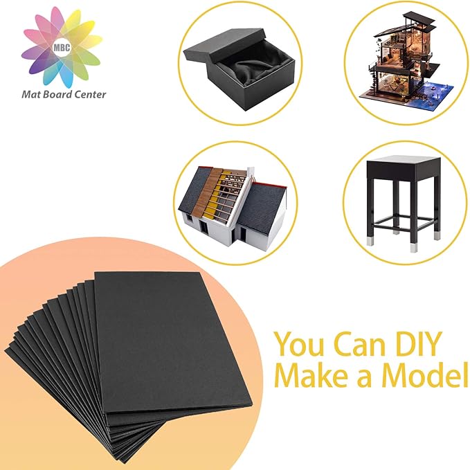 Mat Board Center, Pack of 10 Acid-Free Foam Boards, 8x10 inch Black Foam Boards, 3/16" Thick