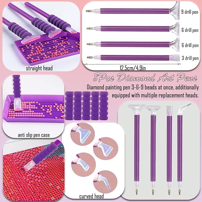 NLXCXUCY 244Pcs Diamond Art Accessories Kit All-Inclusive Diamond Painting Tool Set with A3 Diamond Painting Light Pad,Diamond Art Sealer Glue, Diamond Correction Pens, Storage Box for DIY Craft