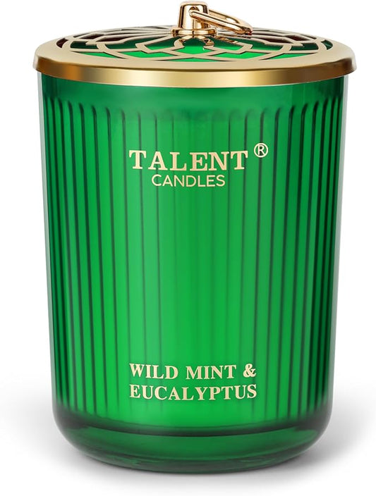 Jar Candles for Home Scented, Aromatherapy Candles Gifts for Women & Men, Natural Soy Candle, 8.4oz Traditional Style, Wild Mint & Eucalyptus