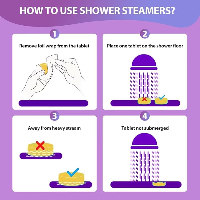 Lavender Shower Steamers Aromatherapy - 12 Pack Shower Bomes with Essential Oils, Birthday Gifts for Women Mom, Relaxation Stress Relief, Home Spa Gifts for Wife, Her