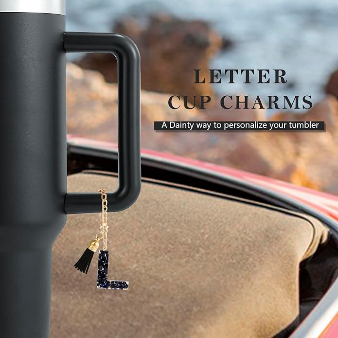 Letter Charm Accessories for Stanley Cup 1 PCS Cute Initial Keychain Handle Charm for Stanley Tumbler for Women
