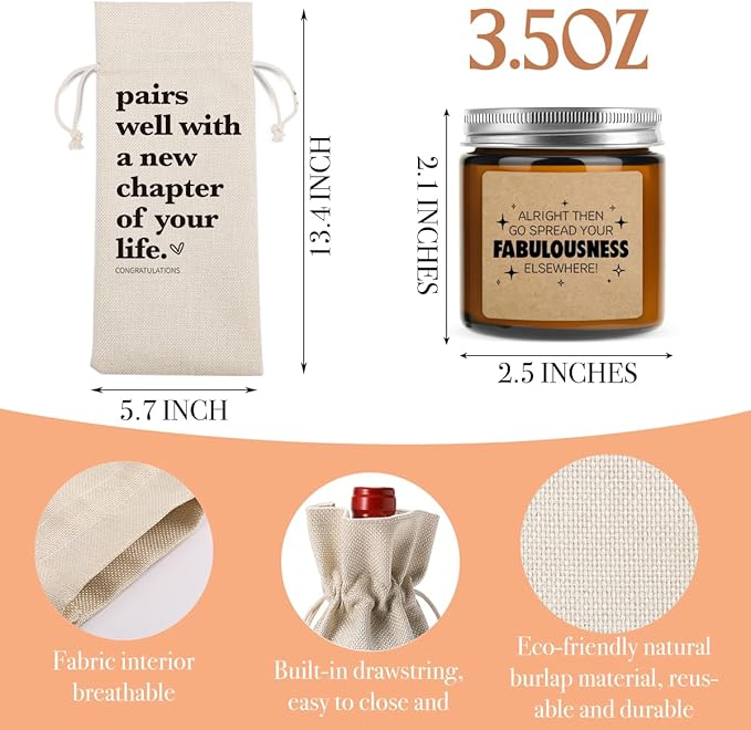 New Chapter Wine Bag Scented Candles Set New Beginnings Gifts for Women Men Good luck Moving Away Coworker Leaving Ideas Funny Retirement Goodbye Going Away Gifts for Coworkers Boss Friends