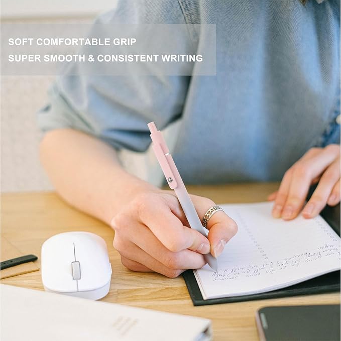 LINFANC 12 Pack Gel Pens Cute Medium Point 0.7mm Black Ink for Journaling Aesthetic School Supplies Office Supplies