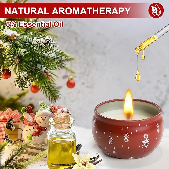 6 Pack Christmas Scented Candles with Natural Soy Wax, Long Lasting Aromatherapy Soy Candles for Home Scented, Christmas Candles Gift Set for Women & Friends