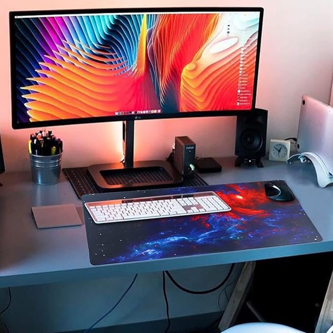 Large Gaming Mouse Pad with Stitched Edges,[27.5x11.8In] Extended Mouse Pad with Non-Slip Natural Rubber Base for Gamer/Desktop/Office/Home (70x30 Anying)