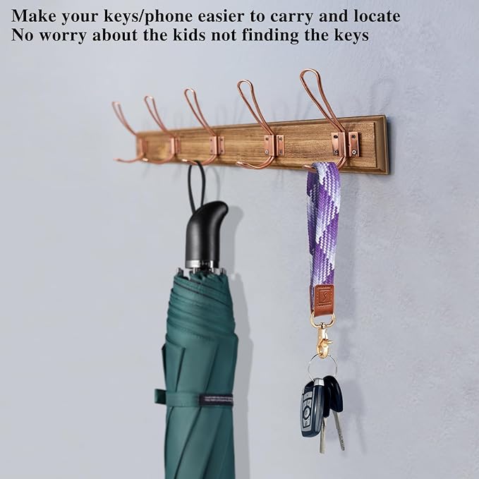 Fishent Stretchy Wristlet Keychain,Braided Cute Wrist Lanyards for Keys, Key Chain Holder for Women Men, Wrist Strap Keychain for Car Keys Phone Camera Wallet ID Badges Card (Gradient Purple)