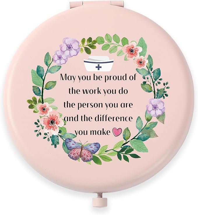 Nurse Christmas Birthday Gifts for Women Grils Nurse Week Day Gifts Stocking Stuffers Nursing Pink Makeup Mirror Nurses Practitioner Gift Graduation Appreciation Inspirational Gift for Nurses