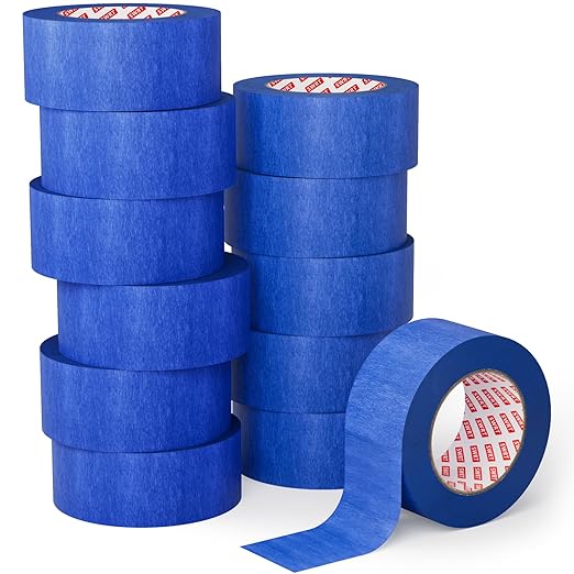 SWRT 2 Inch x 55 Yards x 12 Rolls (660 Total Yards) Premium Blue Painters Tape - Masking Tape, Paint Tape, Multi-Surface Blue Tape for Painting, No Residue, Easy Removal, Decorating, Trim, Crafts