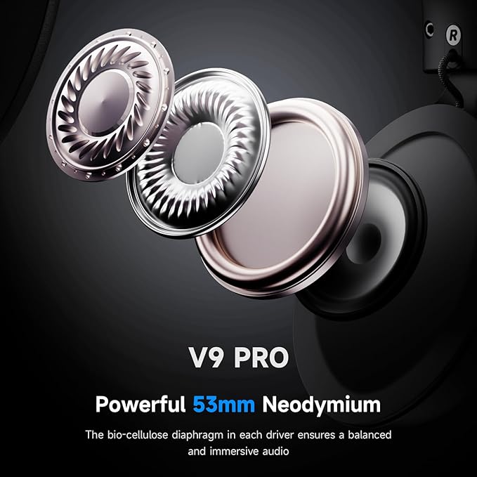 MCHOSE V9 PRO Wireless Gaming Headset 7.1 Surround Sound for PS5 PS4 PC SWITCH TOPSPEED Gaming Headphones with Noise Canceling Mic, 250Hr Battery, Low 15ms Latency, Lightweight, BT 5.3 FPS Games Black