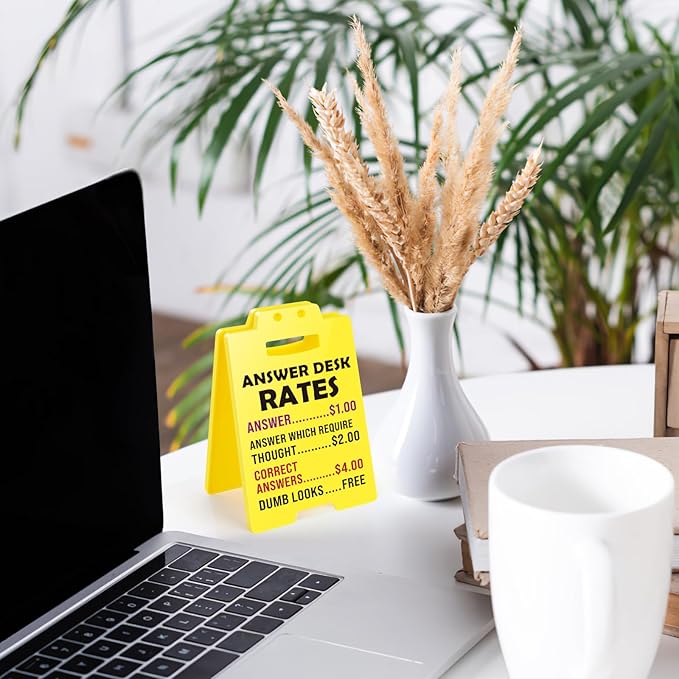 MBL Funny Team Office Gifts - Answer Desk Rates Funny Desk Sign, Gag Fun Gift for Coworker Teammate Employee Boss, Office Desk Sign Cubicle Decor for Birthday Christmas White Elephant Gifts