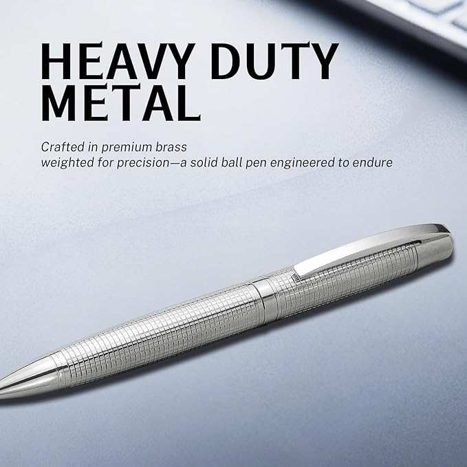 YUNCHUN Executive Pens for Men, Medium Point Ball Point Pen Sets for Men Gift, Heavy Duty Ball Pen for Writing, Retractable Metal Ballpoint Pen for Journaling, Ballpoint Pens Blue Ink with Checkered