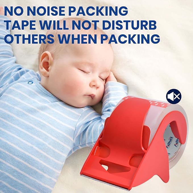 ADHES No Noise Shipping Packing Tape, 48mm x 20m, 36 Tape Rolls with Dispensers, Heavy Duty Packing Tape for Moving Boxes-Moving Tape Strong Adhesive Packaging