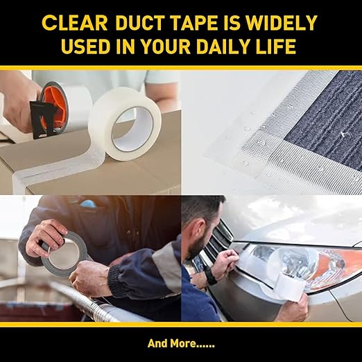 Lichamp 6 Rolls Clear Duct Tapes Heavy Duty, Waterproof No Residue Clear Duct Tape for Packaging Taping Sealing Repairing Tying, Thick & Wide Tape for DIY or Commercial Use, 2 Inches x 25 Yards
