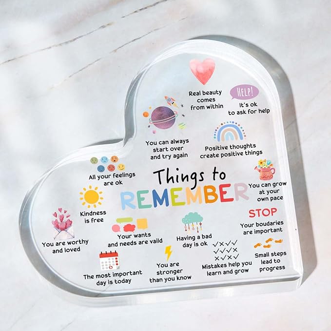 Mental Health Decor, Therapy Mental Health Decorations, Therapy Anxiety Decor Sign, Psychotherapy Affirmations Heart Acrylic Sign, Mental Health Gifts for Social Worker Classroom School Counseling