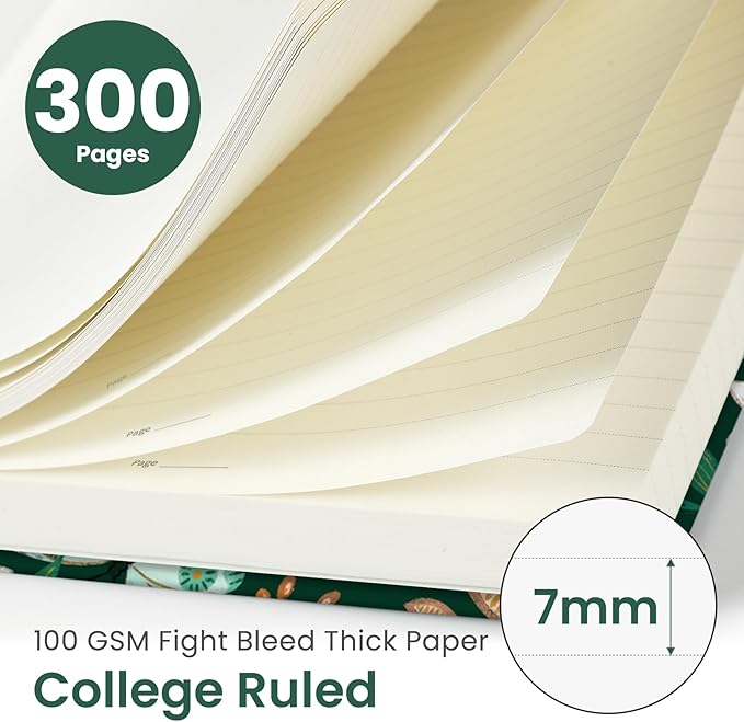 Lined Spiral Notebook Journal for Work, 300 Pages Thick B5 (7.1"x10") College Ruled Journal for Women & Writing, Hardcover Notebook for Note Taking, Perfect for Office Home School, Butterfly