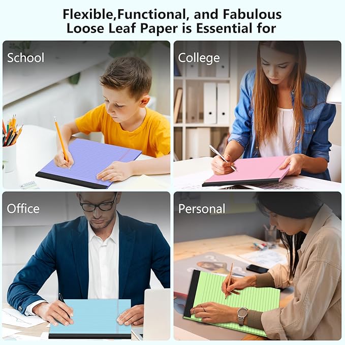 Legal Pads 8.5 x 11, Colored Note Pads 8.5 x 11, Wide Ruled Paper, 3 Pack Notepads 8.5 x 11, to Do List Notepad, Perforated Lined Paper, 30 Sheets/Pad, Multicolor Writing Pad for School, Home, Office