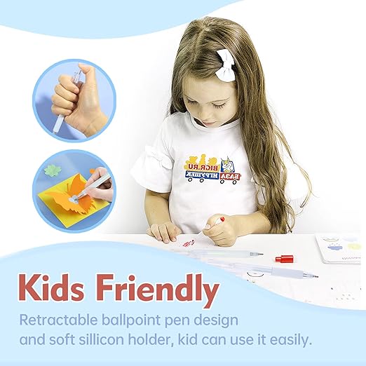 Fine Tip Glue Pen, 6 pcs Quick Dry Glue Pens with 12 Refills, Apply Glue Like Writing, Easy Use Precise Control, Ballpoint Glue Pen for Crafting, Scrapbooking, Card Making, Foil Calligraphy