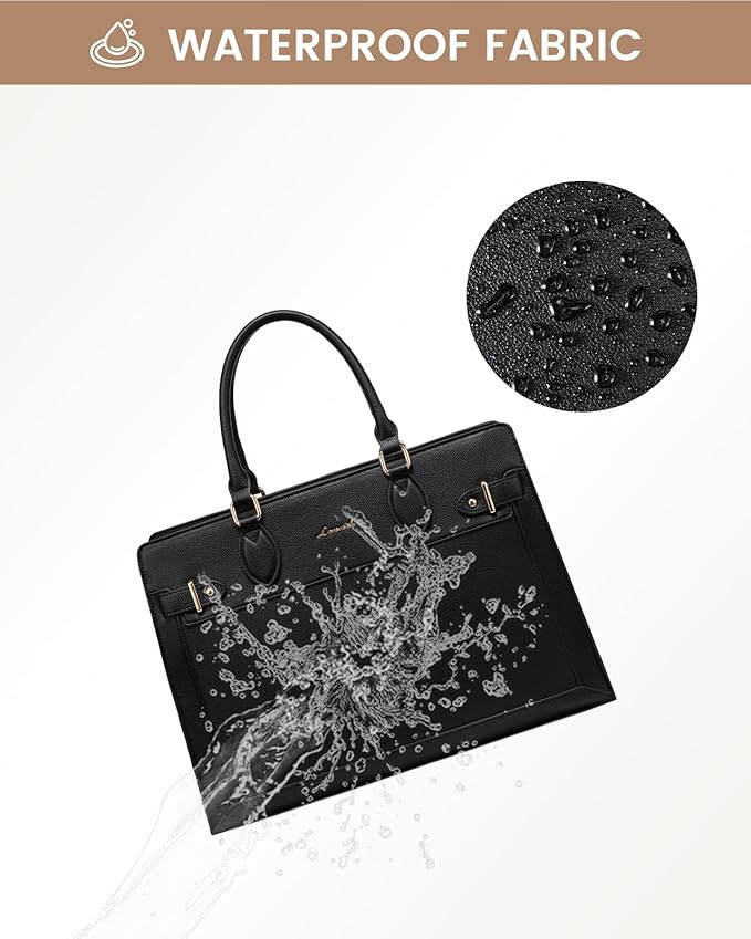 LOVEVOOK Laptop Bag for Women, 15.6 Inch Large PU Leather Tote Bag, Professional Teacher Work Bag, Waterproof Business Computer Briefcase, Shoulder Tote Purse for Office