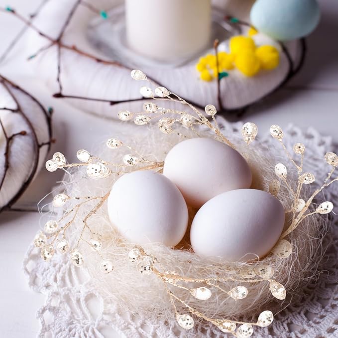 ibasenice Christmas Acrylic Bead Wreath Candleholder Wreath Ring Xmas Party Dining Table Decoration