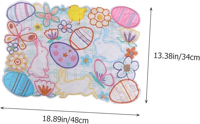Easter Rabbit Table Mat Handmade Embroidered Easter Egg Placemats Seasonal Kitchen Decor Party Dining Table Decoration