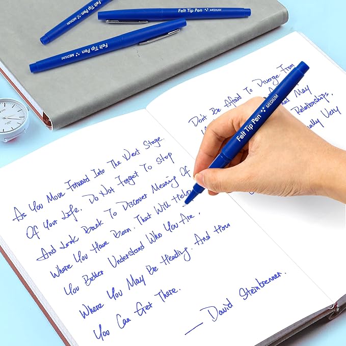 Lelix Felt Tip Pens, 30 Blue Pens, 0.7mm Medium Point Felt Pens, Felt Tip Markers Pens for Journaling, Writing, Note Taking, Planner, Perfect for Art Office and School Supplies