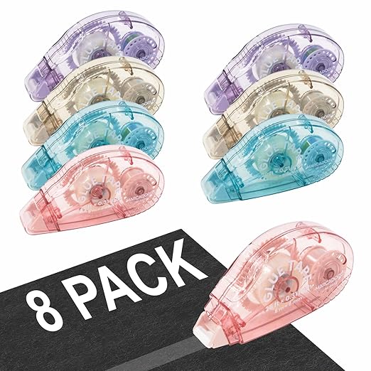 Double-Sided Tape Runner, Pack of 8, 0.31 Inches x 26 Ft Adhesive Tape Runners, Craft Supplies for Scrapbooking, Gift Wrapping, and Paper Art.