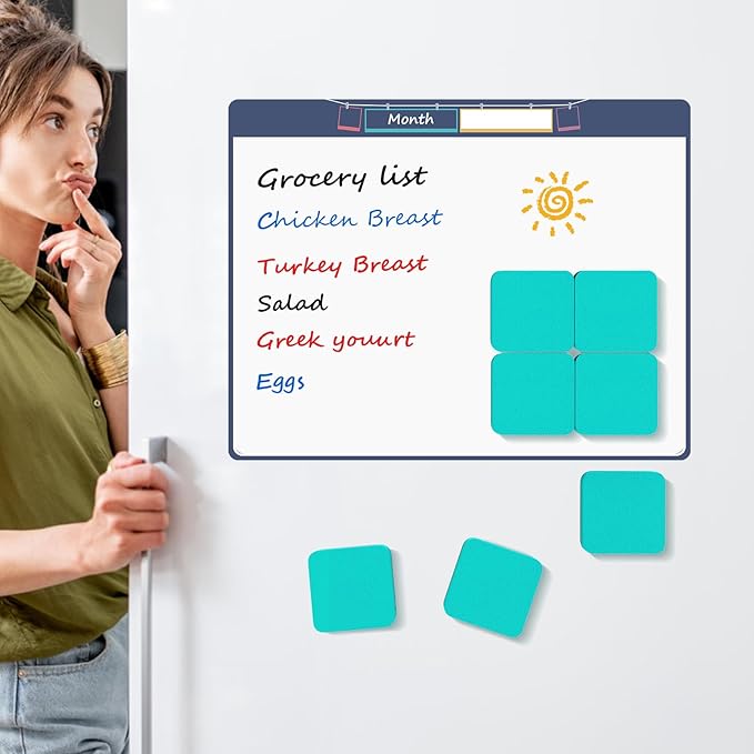MaxGear Dry Erase Erasers, 48 Pack Magnetic Whiteboard Erasers for Classroom, Mini Whiteboard Cleaning Pads Bulk, Chalkboard Wiper Teacher Supplies for School, Office, Home (Green, 2 x 2 x 0.6 Inch)