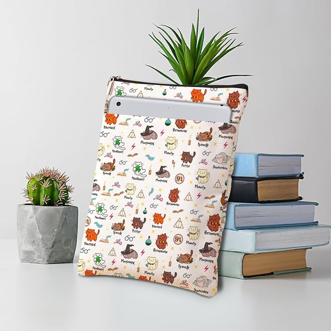 Magic Stuff Cat Gifts Book Sleeve Book Cover Book Lovers Gifts Book Club Gifts Wizard Book Protector Cat Lover Gifts Book Gifts for Readers Women Magic Movie Fans Librarian Graduation Birthday Gifts