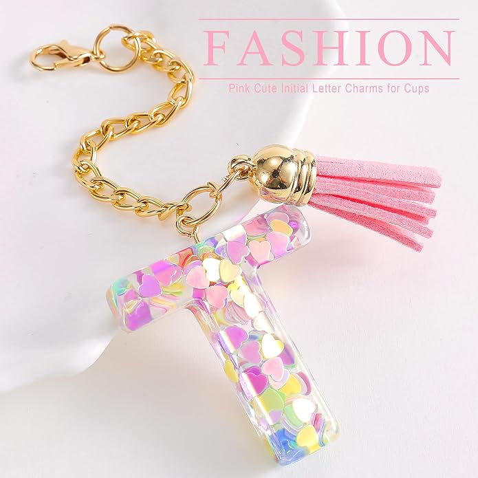 Letter Charm Accessories for Stanley Cup 1 PCS Cute Initial Keychain Handle Charm for Stanley Tumbler for Women