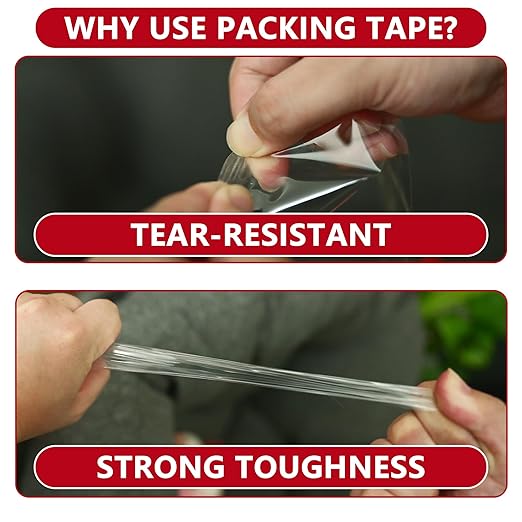 SWRT 2.7Mil Thick Ultra Clear Packing Tape, 12 Rolls Heavy Duty Packaging Tape with 2 Dispensers for Shipping Packaging Moving Mailing, Thicker Sealing Tape-1.88" x 60 Yards Per Roll, 720 Total Yards
