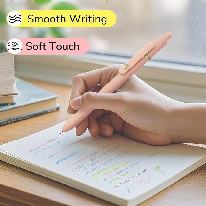 Colored Pens, 12 Pcs Colorful Pens Fine Point Smooth Writing Pen, 0.5mm Colored Ink Gel Pen for Journaling Note Taking, School Supplies Gifts for Women (12 Pcs Gold Vibrant and Vintage)