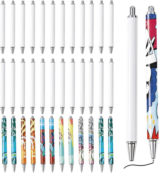 45 Pack Sublimation Pens Blank With Shrink Wrap, No Clip Heat Transfer Sublimation Ballpoint Pen, White Aluminum Personalized Customized Sublimation Pen for DIY Office School Stationery Supplies