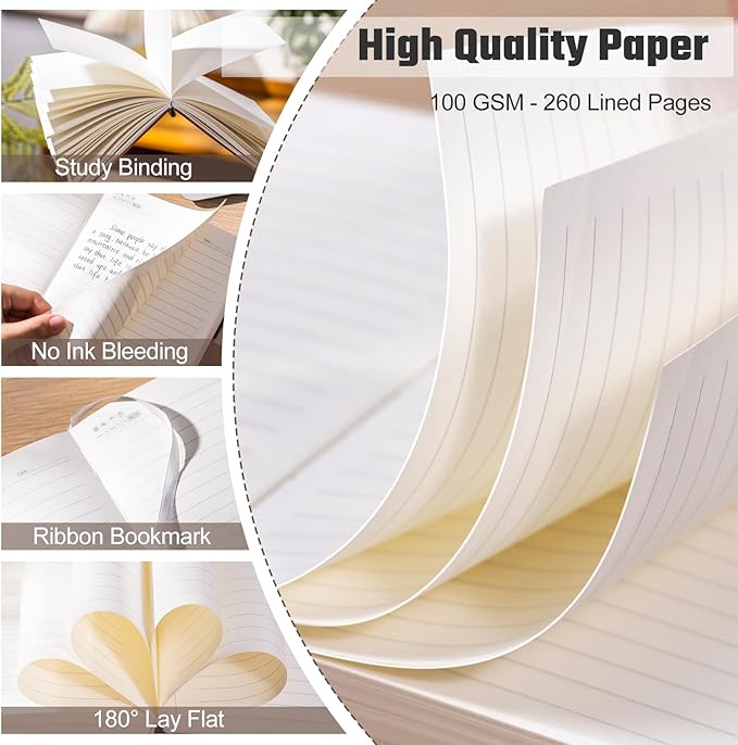 Lined Journal for Women Journals for Writing 260 Pages A5 Notebooks for Work Tree of Life Hardcover Leather Diary Journals, 5.7”x8.3”, Green