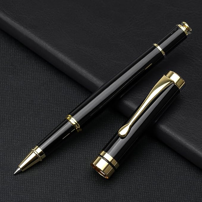 YIVONKA Personalized custom pen Luxury pens Free Engraving roller Ballpen,Ballpoint pen,office ballpoint pen, Black Ink,Gifts for Men,Women, Classy Gift Box (Black)