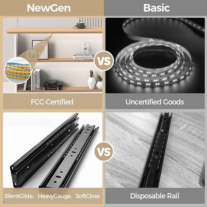 Modern Reception Desk with LED Lights - 47" Front Desk Reception Counter with Dual Display Shelves & Hidden Cable Management, Lockable Drawer & Storage Cabinet for Office, Salon, Spa, Retail, Right