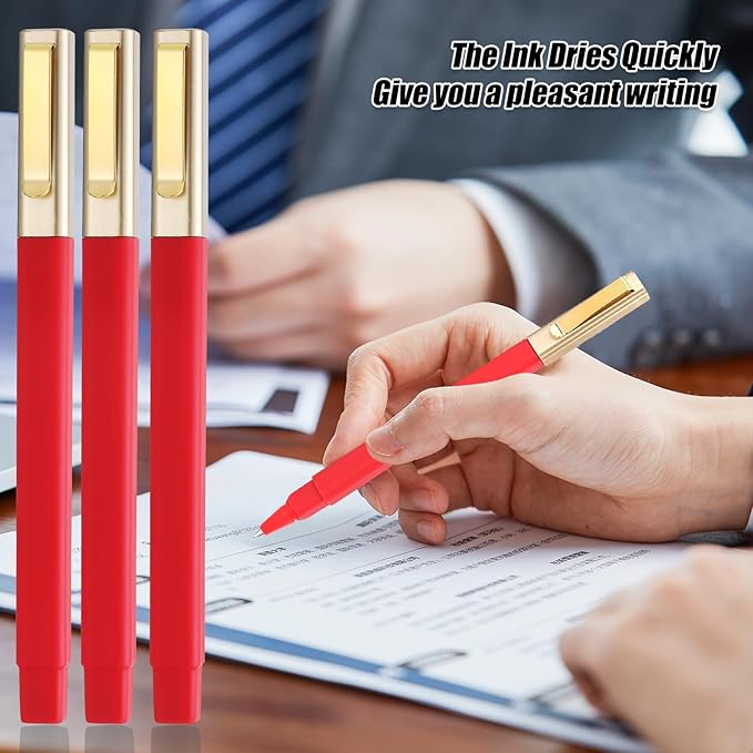 36 Pack Gel Pens Red 0.5mm Medium Point Red Gel Ink Pens with Cap Quick Drying Ballpoint Pen Smooth Writing Fine Point Pen for Journaling School Office Supplies