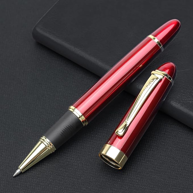YIVONKA Luxury Ballpoint Pens Nice Ball Pen Best Gift for Men Professional Executive Office BallPens Classy Gift Box Ballpoint Black Refill Line width 0.5mm (Red)